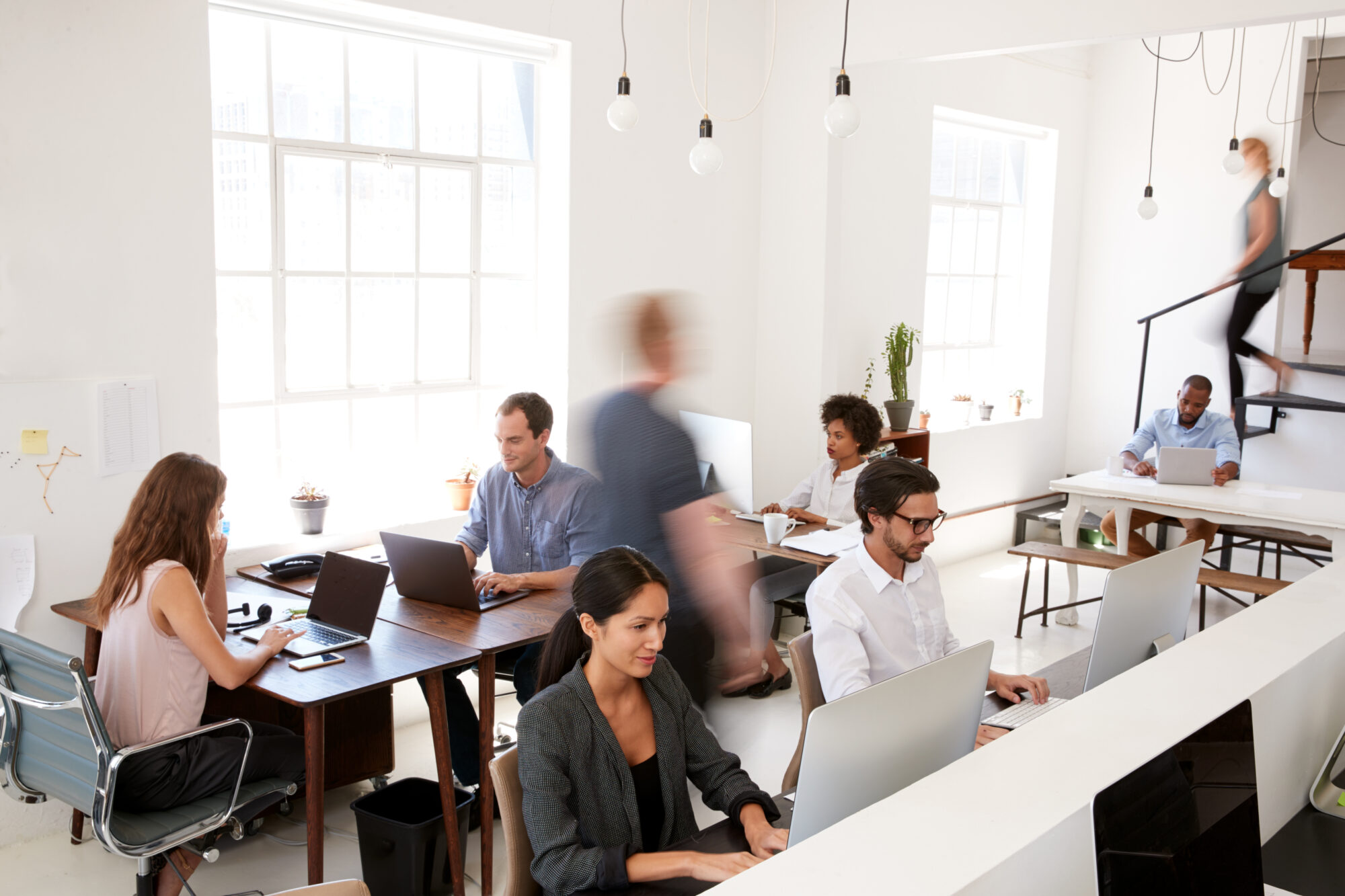 modern flex office with people