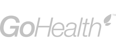 Logo of GoHealth, featuring the name in gray with a stylized leaf on the right side, symbolizing access control for healthcare.